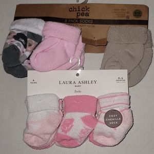 LAURA Ashley Chick Pea socks baby pink white gray ballerina